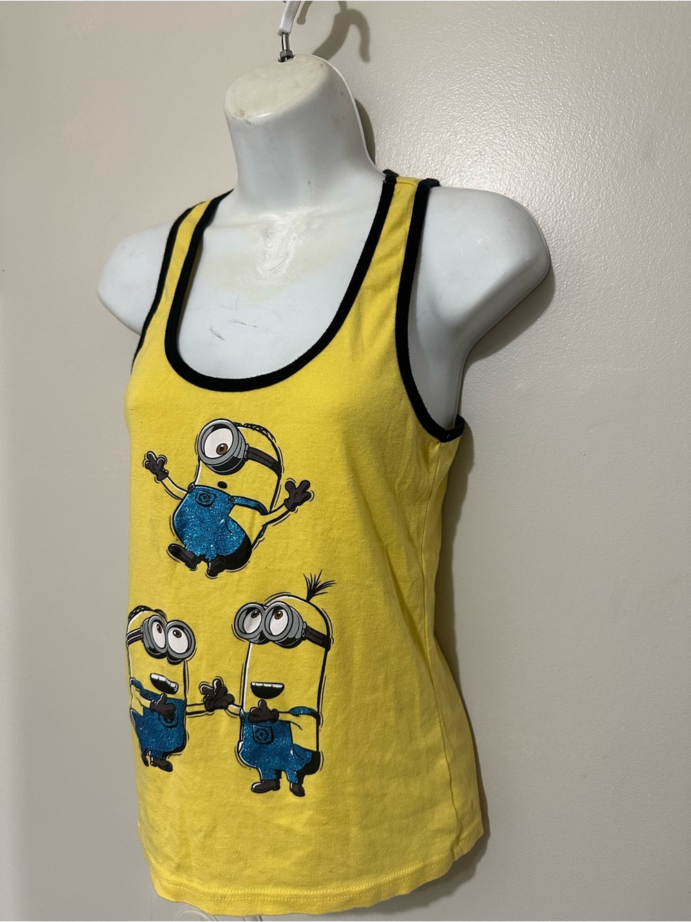 Despicable Me Minions Yellow Glitter Tank Top Size M (8/10) Universal Studios